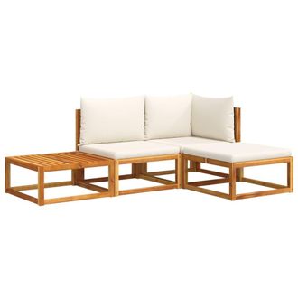 vidaXL Set Di Divani Da Giardino 4 Pezzi Con Cuscini In Legno Di Acacia E Rattan - Vidaxl