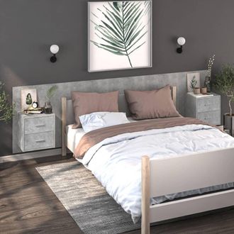 vidaXL Mesitas De Noche De Pared 2 Unidades Color Gris Hormig&oacute;n Vidaxl