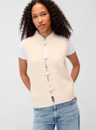Twik Womens Frog closures touch-of-wool vest