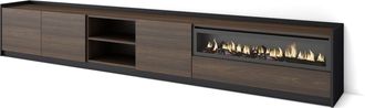Skraut Home Skraut Home - Mueble Tv, Televisi&oacute;n, 310x37x50cm, Para Tv Hasta 80, Chimenea El&eacute;ctrica, Roble Oscuro Y Negro