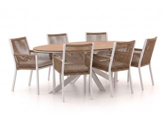 Manifesto Furniture Manifesto Rivola/Fidenza 220cm ovaal dining tuinset 7-delig