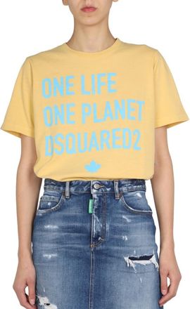 Dsquared2 Yellow Graphic Crew Neck T-Shirt