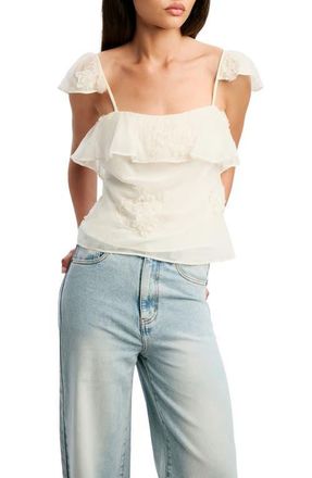 Bardot Lisette Frill Appliqu&eacute; Camisole in Ivory at Nordstrom, Size 8