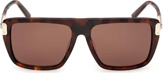 MCM 56mm Square Sunglasses in Havana /Pale Gold /Red Brown at Nordstrom