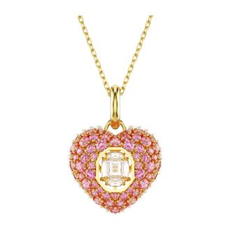 Swarovski Necklaces, female, Yellow, Size: ONE SIZE Womens Pendant Pink Heart Gold Alloy Idyllia 5680784