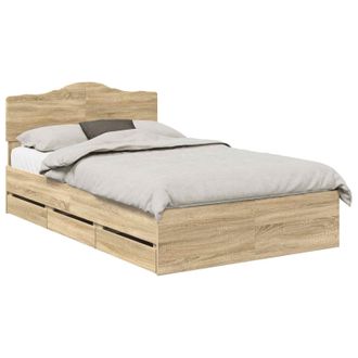 vidaXL Estructura De Cama Roble Sonoma 120 X 190 Cm Madera Ingenieril Vidaxl