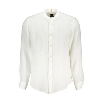 HUGO BOSS Camisa de lino con cuello mao - Shirts - Hombre - Blanco - S