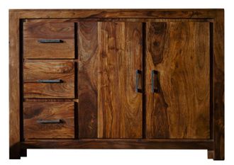 Massivmoebel24 Credenza In Legno Di Sheesham / Palissandro 118x45x85 Miele Laccato Metro Life 122