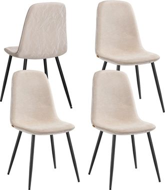 Vasagle 4 sillas de comedor con soporte de metal tejido chenilla color blanco