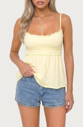 Edikted Zepher Lettuce Trim Tank Top in Yellow at Nordstrom, Size Medium