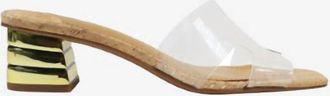 J. Rene&eacute; Womens Rafaela Vinyl Slides In Clear/natural/gold Cork