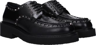 Valentino Garavani Mens Black Leather Oxfords And Derbies Shoe