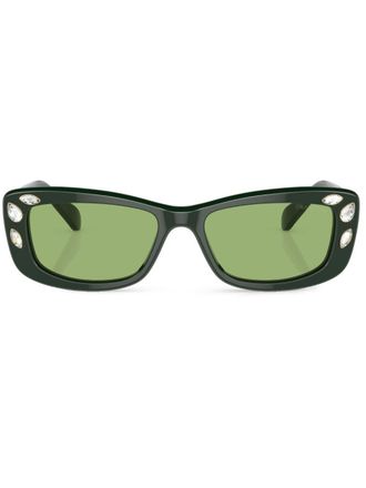 Swarovski Occhiali da sole squadrati con cristalli - Verde