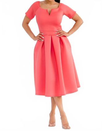 Karen Kane Pleated Midi Dress In Coral