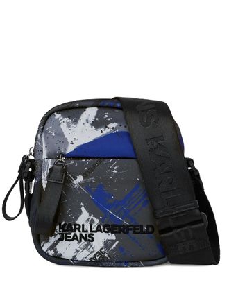Karl Lagerfeld graffiti-print messenger bag - men - Polyamide/Polyurethane - OS - Grey