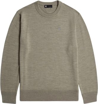 G-Star Premium Core Knit - Heren - Ronde hals truien - Bruin - L - Wol - Truien & Vesten