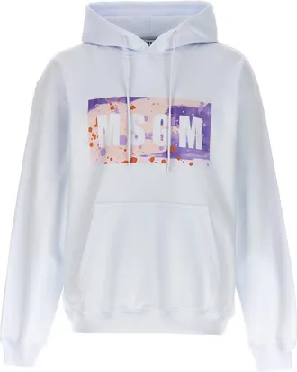 Msgm White Camo Season Box Logo Hoodie