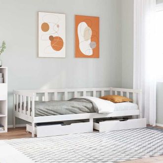 vidaXL Sof&aacute; Cama Con Cajones Madera Maciza De Pino Blanca 80x200 Cm Vidaxl