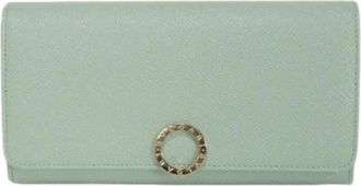 Bulgari Pre-owned Clip Large Wallet Grain Calf Leather Long Wallet - Dames - Vintage Accessoires - Groen - ONE Size - Leer - Vintage