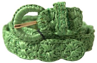 Dolce & Gabbana Womens Green Viscose Weaved Skinny Waist Belt - One Size