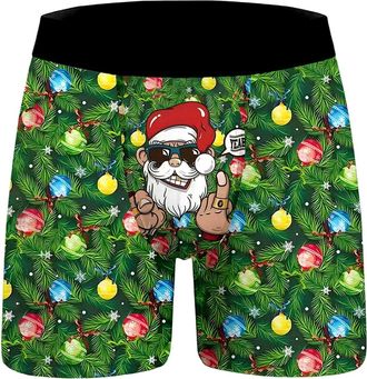 Generic Personalised Boxers for Men Christmas Boxer Shorts Xmas Funny Christmas Print Boxer Shorts Novelty Holiday Stretch Briefs Santa Deer Socks Pattern Und
