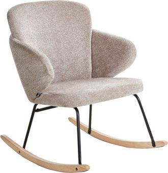 Beliani Beliani - Silla Mecedora De Tela Asiento De Poli&eacute;ster Patas De Metal Patines De Madera Dise&ntilde;o Moderno Gris Pardo Viken