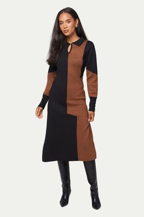 Wallis Colour Block Collared Knitted Dress in Black at Nordstrom, Size X-Large