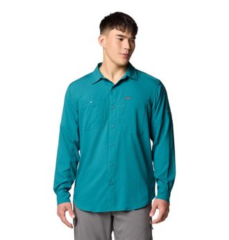 Columbia Mens Silver Ridge Utility Lite Long Sleeve Hiking Shirt, River Blue, X-Large