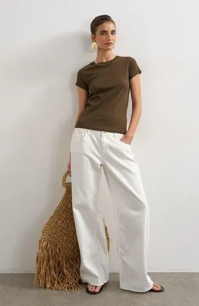 Topshop Everyday Cotton T-Shirt in Brown at Nordstrom, Size X-Small
