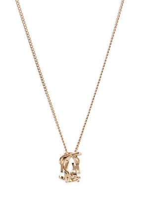 Saint Laurent Thin Twist Charm Pendant Necklace in Metal at Nordstrom