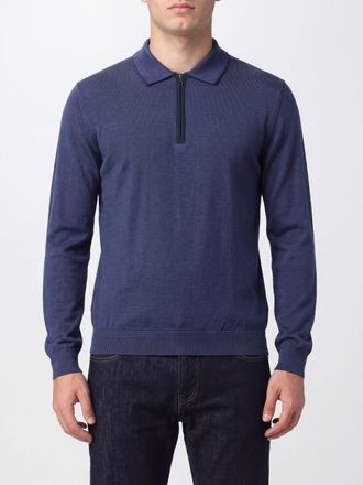 Emporio Armani Virgin Wool Knitted Polo Shirt with Zip Closure