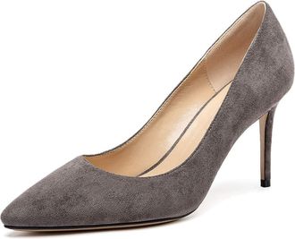 Castamere Womens Pointed Toe Fashion High Heels Slip-on Stilettos Court Shoes 3.3IN Grey Suede Pumps UK 5.5/6