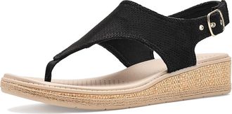 Life Stride Beachy Thong Sandals Womens Wedge Shoes Black : 6.5 M (B), Synthetic