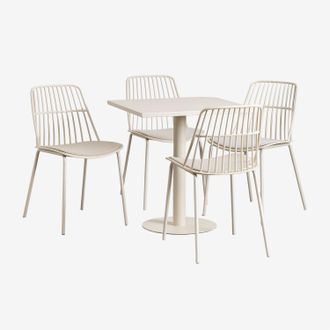Sklum Set De Mesa Cuadrada 70x70 Cm Mizzi Y 4 Sillas De Jard&iacute;n Maeba Sklum