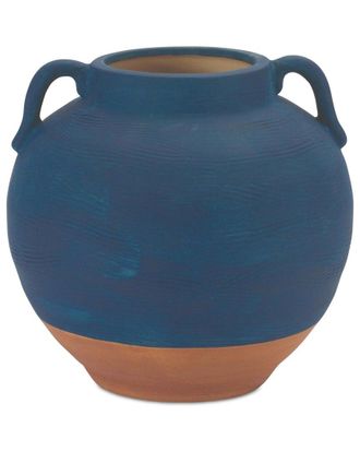 Melrose International Ceramic Urn Vase With Terra Cotta Accent
