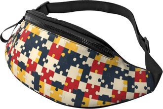 Generic Colorful Puzzle Print Waist Bag Bum Bag Unisex Fanny Packs For Running Travel Gym 14X35Cm