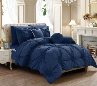 Elegant Comfort 10-pc Sunflower Comforter Set - Includes 6-pc Sheet Set With Sided Storage Pockets