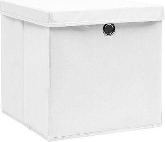 vidaXL Cajas de almacenaje con tapas 10 uds blanco 28x28x28 cm Vidaxl