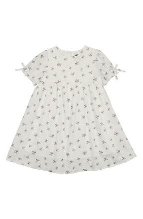 Maniere Kids Rose Print Dress in White at Nordstrom, Size 2T