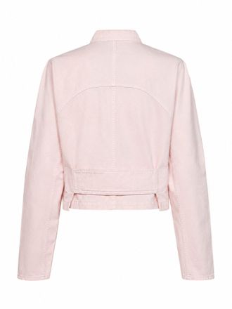 Alaia Womens Jacket Rounded Pink Cotton Denim Bomber