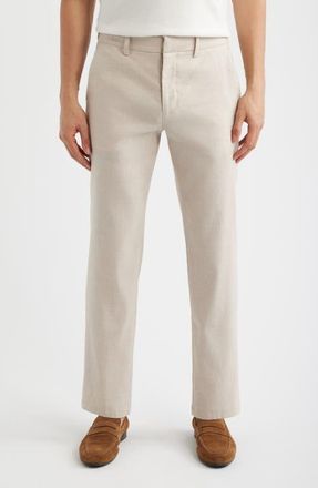 Nordstrom Linen Blend Flat Front Pants in Grey Moonbeam - White at Nordstrom, Size 36