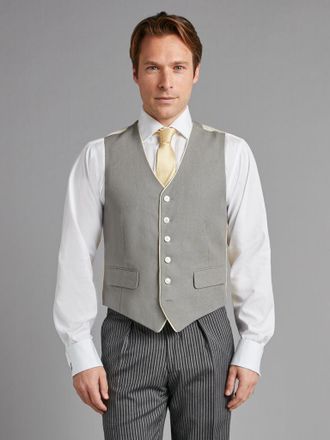 Oliver Brown Single Breasted Linen Waistcoat With Piping - Grey