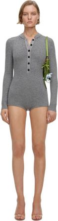 Self Portrait Playsuit de punto con botones - Jumpsuits & Playsuits - Mujer - Gris - L