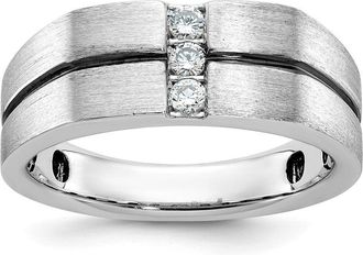 Diamond2Deal 14k White Gold Lab Grown Diamond 3-Stone Band Ring 1/5Ct Clarity- VS Color- G-H
