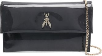 Patrizia Pepe Fly-logo chain clutch bag - women - Other fibres - One Size - Grey