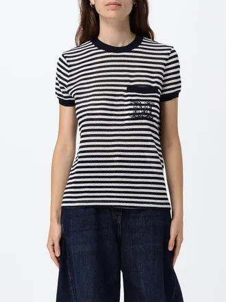 Max Mara T-shirt slim fit in cotone a righe con stampa monogram