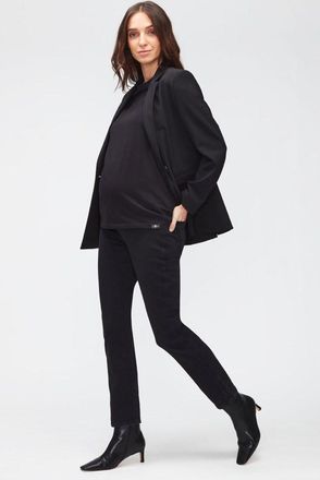 7 For All Mankind Womens Ladies Jeans Straight Maternity Slillugr Fit - Black Denim - Size 25 (Waist)