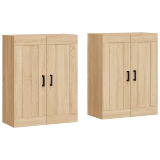 Berkfield Home Wall Mounted Cabinets 2 pcs Sonoma Oak Engineered Wood in Brown