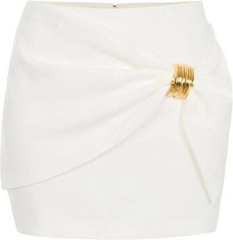 Elisabetta Franchi Rokken, Dames, Wit, L, Polyester, Jewel Draped Mini Skirt