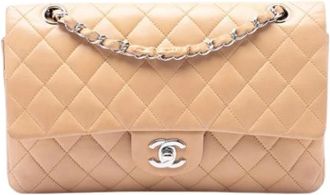 Chanel Pre-owned Classic Double Flap Shoulder Bag - Dames - Vintage Schoudertas - Beige - ONE Size - Leer - Vintage